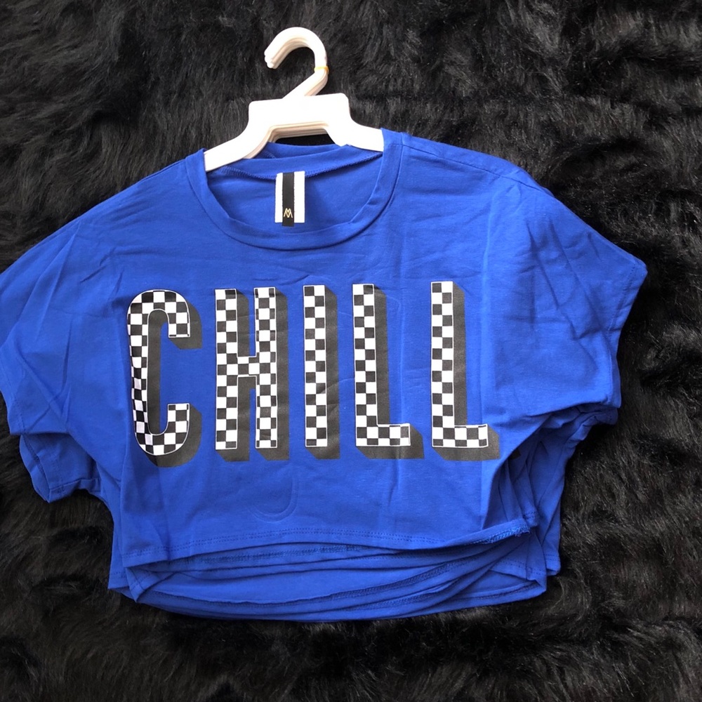 Royal Blue Netflix & Chill Crop Top - Picture 3 of 4